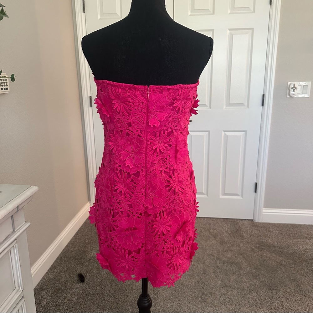 Vici Medium Madelyn Embroidered Floral Strapless Pink Mini Dress - Picture 2 of 6